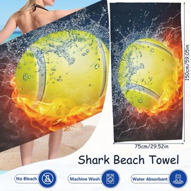 ZPSOSPZ Tennis Beach Towel, Sports Themed Beach Towel, Quick-drying Microfibre for Tennis and Sea Sports Enthusiasts, Birthday Gift, 75 * 150cm
