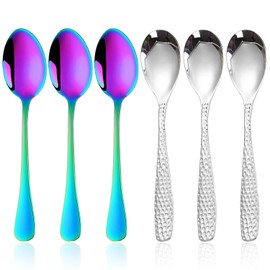 6 Pack Tea Spoons, 13.7cm Stainless Steel Tea Spoon, Rainbow Tea Spoon, Coffee Spoon, Ice Cream Spoon, Dessert Spoon, Dishwasher Safe