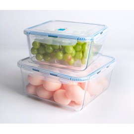 HUSANMP Large Borosilicate Tempered Glass Food Storage Containers with BPA-Free Lids, [2 Pack] Square Airtight Food Containers (120oz+70oz). Microwave, Oven, Freezer and Dishwasher Safe.