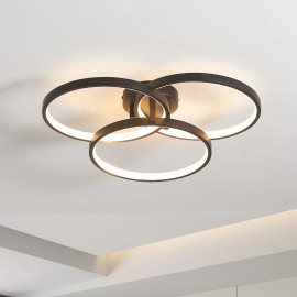 Ship in USA.20" Modern Black LED Ceiling Light, 3-Ring Flush Mount Fixture for Living Room, Bedroom, or Dining RoomLamp Power(W): 18