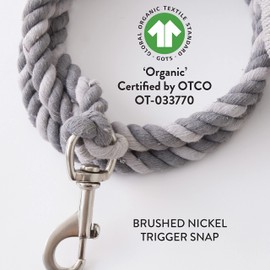 HonestBaby Collars and Leash Sets Braided and Vegan Suede for Dogs Organic Cotton for Pets, Light Gray/Dark Gray, One Size