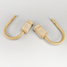 Decorative Curtain Drapery Holdbacks with Rustic Boho Style Carved Square Finials (Beige, Set of 2)