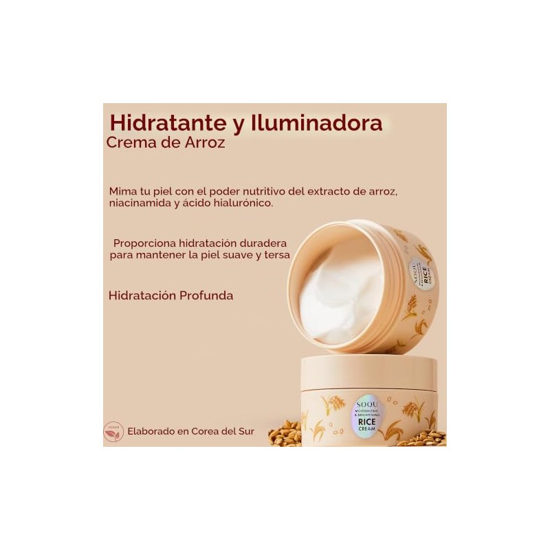 Crema de arroz hidratante e iluminadora, 2.48 onzas líquidas (paquete
