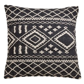 Fennco Styles Eclectic Mud Cloth Pattern Design 100% Cotton Decorative Throw Pillow Cover 22 x 22 Inch - Black Geometric Pillow Case for Home, Couch, Living Room and Bedroom Décor