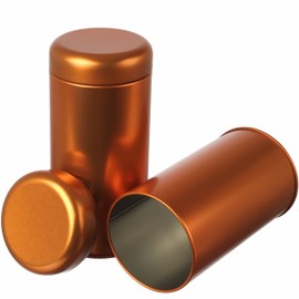 Dosenritter 6 x round retro tea containers/spice jars, copper-coloured, aroma-proof, made of metal, for each 100 g spice powder, 14 x 6.6 cm (H), also ideal for loose tea or herbs