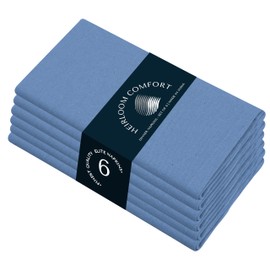 HEIRLOOM COMFORT Cloth Napkins Set of 6, 100% Cotton, 43x43 cm, Soft, Washable, Durable Napkins, Perfect for Hotels, Restaurants, Lunch, Weddings, Events, Parties, Everyday Use, Sky Blue