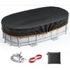 12x18FT Oval Pool Covers,for Rectangular Frame Pools with Winch and