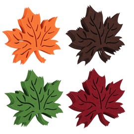 16pcs Maple Leaf Coasters, Felt Fall Drink Coasters Heat Insulation Non-Slip Table Coffee Cup Decoration Placemats Coaster Set for Thanksgiving Autumn Home Kitchen Dinner Table Decor (4 Colors)