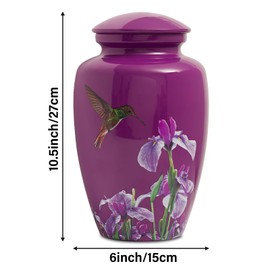 LINES ARTE Urn for Ashes Adult Female Male,Large Hummingbird Cremation Urn for Human Ashes Women and Men,Decorative Burial Purple Urn for Mom/Mother/Grandma/Sister(up to 200 lbs)