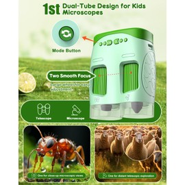 Mini Pokect Microscope Kids Toys: 3-1 Handheld Microscope Telescope with 2" LCD Screen Digital Camera - Christams Birthday Gifts for 3 4 5 6 7 8 Year Old Boys Girls - Outdoor Indoor STEM Toy