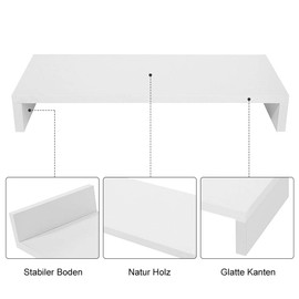 Monitor Riser - 1 Layer Wood Stand Computer Desktop Organizers TV Monitor Stand Riser Shelf Holder Bracket Desktop Organiser (White)