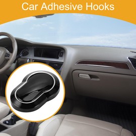 Partuto 1 Pcs Universal Car Storage Hooks for Every Car, SUV, Van, Truck Car Adhesive Hooks Sturdy ABS Chrome Black 2.09" x1.42