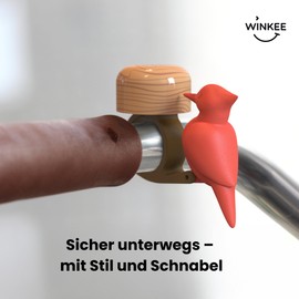 Winkee - Vogel Fahrradklingel klein I Lustige Fahrradglocke für MTB, E-Bike, Kinderfahrrad & Rennrad I Fahrrad Glocke I Bicycle Bell I Kinderfahrrad Klingel
