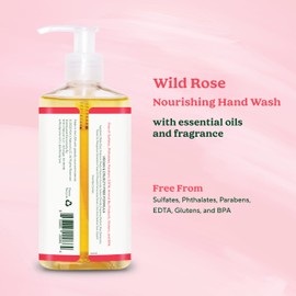 SoF Nourishing Hand Wash - With Moisturizing Sea Algae, Coconut & Olive Oil- Vegan & Non GMO- Free From Phthalates, Sulfates & Parabens- Wild Rose - 8 oz Bottle 3 Pack