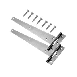 Primes DIY T-Hinge Zinc Japanned, Rustproof Powder Coating, T Strap Hinges Ideal for External Use On Gate Doors, Metal Tee Hinges with Weather Resistant - Pair (200mm Tee Hinges (Zinc))