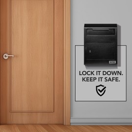 Durabox Drop Box Deposit Safe 12 x 4 x 15” Heavy Duty Steel Wall Mount Mailbox for Mail, Letters, Checks, Keys, Cash and more for Home, Office & Commercial Use (W500) (Black)