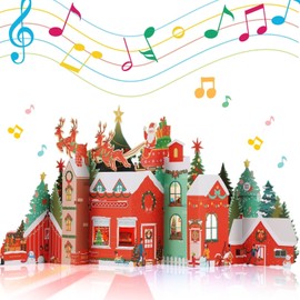 Aukuoy Musical Christmas Cards: 3D pop-up Christmas cards with Lights and Music of Merry Christmas, Popup Musical Greeting Card for Christmas Holiday Includes Envelop, Pretty Christmas Decorations