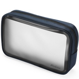 ProCase TSA Approved Travel Toiletry Bag Pouch, Matte Clear Travel Organizer Airport Carry-On Checkpoint Airline Compliant Storage Bag -1 Pack, Navy