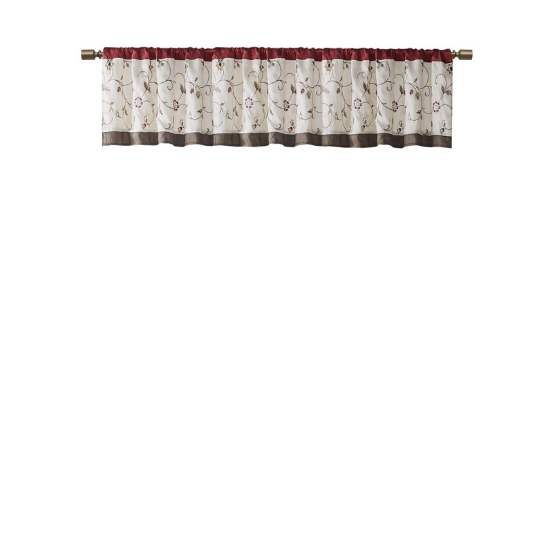 Embroidered Light Filtering Rod Pocket Window Treatment Curtain Window Panel