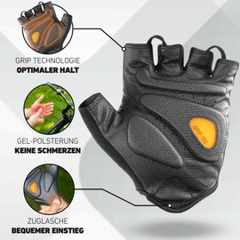 Valkental® - Cycling Gloves with Gel Padding, Non-Slip & Breathable, Cycling Gloves for Men and Women, Fingerless Cycling Gloves, MTB/Road Bike/Trekking, Short & Light