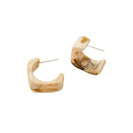 5 Pairs Colorful Lightweight Acetate Hoop Earings Minimalist Bohemian Geometric Statement Acrylic Resin Stud Earring Set for Women Summer Holiday Jewelry-F white