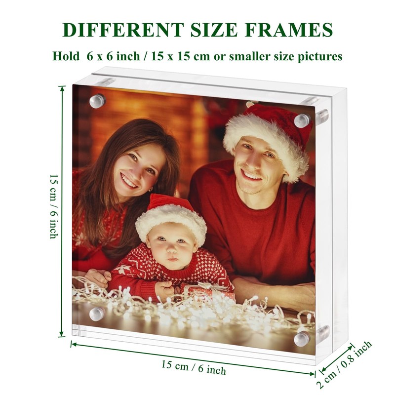 Boxalls 6x6 Acrylic Picture Frame, Clear Frameless 6x6 Inches Photo