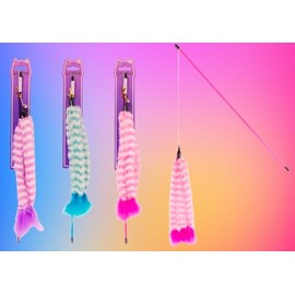 CFMOFFERS 3 Strands Soft Pluffy Cat Toys Cats Kitten Plush Catnip Toy Cat Teeth Cleaning Toys Interactive Cat Feather Teaser Wand Spring Toy Kitten Cat Feather Wands Cat Teaser Toy