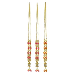 Set of 3 Mala Artificial Pearl Beads Garland Haar Small Mala for Idol-Mala for God Statues Accessories Pooja Sringar Articles Ornament for Indian Traditional Ganesha Decoration(Size:-5")(Pink & White)