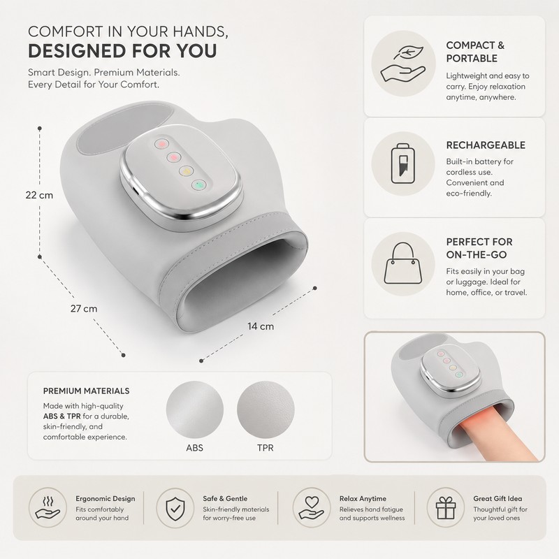 Hand Massager for Office Relaxation – Airbag Compression & Vibration