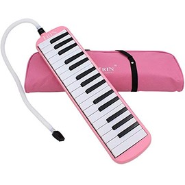 Vilihy Melodica 32 Key Pianica Portable with Carrying Bag Short and Long Mouthpieces for Beginners Kids Gift(Pink)