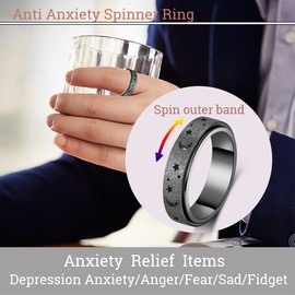 Anxiety Ring for Women Spinner Ring Fidget Toys Adults Stainless Steel Fidget Ring Spinner Rings Fidget Rings for Women Anxiety Fidget Ring Men