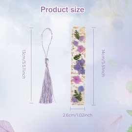 YASUOA Pressed Flower Bookmarks, Dried Flower Resin Bookmarks with Tassel Daisy Book Markers for Readers Teachers Students (Purple Flower)