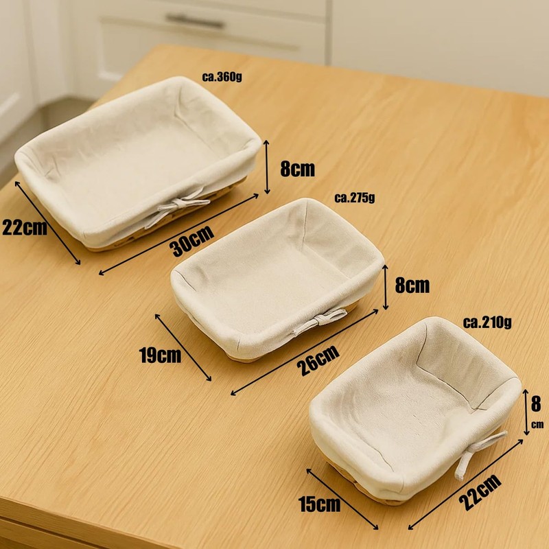 BigDean Set of 3 bread baskets, bread baskets, modern braided