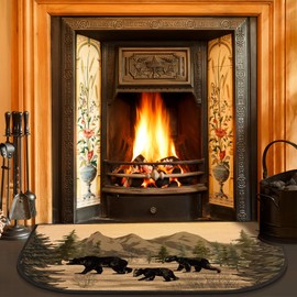 Demissle Fireplace Hearth Rug Fireplace Mats Cabin Southwestern Fireproof Fire Resistant Rug for Wood Stove Floor for Kitchen Indoor Outdoor(Watercolor Bear,24 x 36 Inch)