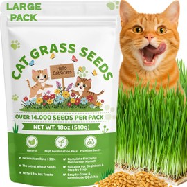 18oz Cat Grass Seeds Bulk - Over 14000+ Premium Cat Grass for Indoor Cats & Pets, High Germination Rate & Easy to Grow, Non-GMO Wheat Grass Seed for Planting(510g)