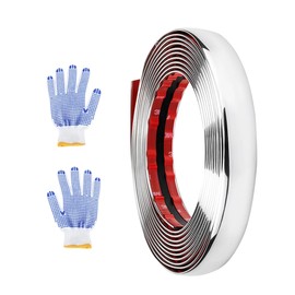 Flaconi Car Chrome Trim,Chrome Tape for Cars,Chrome Trim for Cars,Chrome Window Trim,Car Accessories Door Strips,Suitable for Car and Truck Door and Window Side Scratch Protection(5M X 30MM)