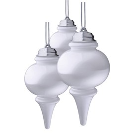 Xodus Innovations WP600-3 Battery Powered 8 inch LED Finial Ornaments, Pulsing Action, Dusk Sensor (Pack of 3) White