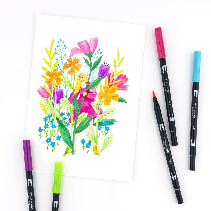 Tombow - Rotuladores artísticos con doble pincel, brillantes, paquete de