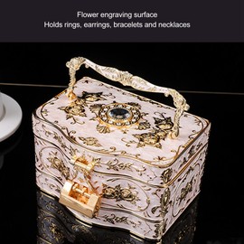 Jiawu Vintage Jewelry Box, 3 Layers Small Enameled Trinket Storage Box, Rectangular Treasure Chest Box Case Jewelry Organizer Box, Decorative Jewelry Box Gift Box for Women Girls (White)