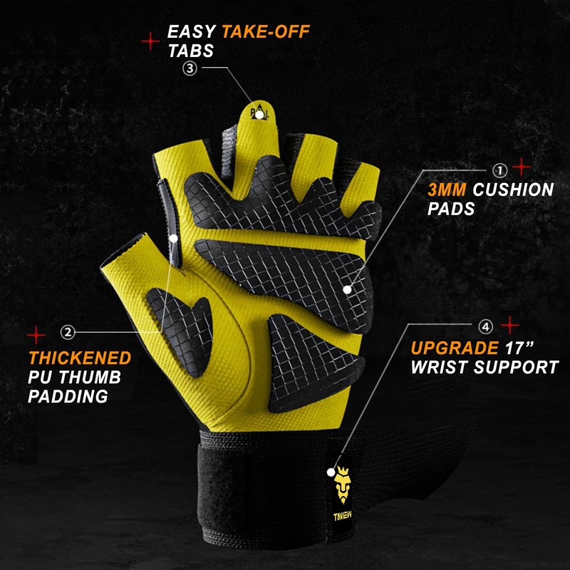 TAVIEW Workout Gloves, Weightlifting Gloves and Wrist Wraps Built in