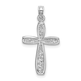 IceCarats 10K Solid White Gold Antique Filigree Holy Cross Necklace Religious Chain Pendant Jesus Christ Charm 27mm x 13.25mm Only