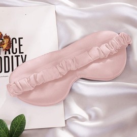 THXSILK Silk Sleeping Mask Women Silk 22 Momme, Organic Mulberry Silk Eye Mask Comfortable, Night Mask with Elastic Band for Sleep at Home and Travel, Charming Pink