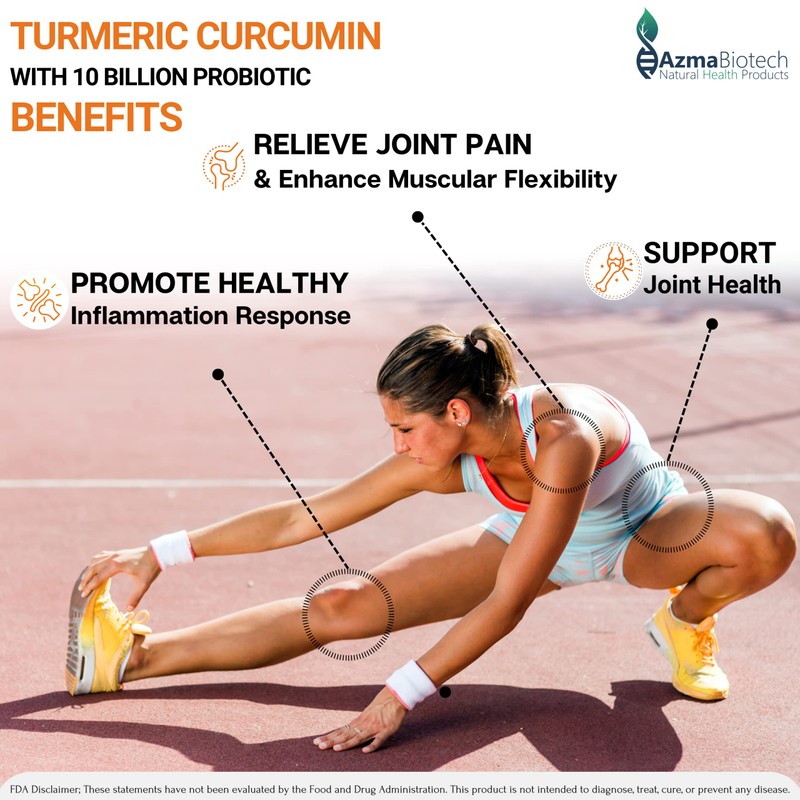 Turmeric Curcumin & Probiotic Capsules - 1000mg (2 caps) Organic