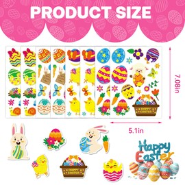 Pack of 8 Easter Egg Stickers, Easter Stickers, Rub On Stickers, Easter, Waterproof Easter Egg, Plastic Surface Easy to Remove, Suitable for Children, DIY, Party Gift Decoration