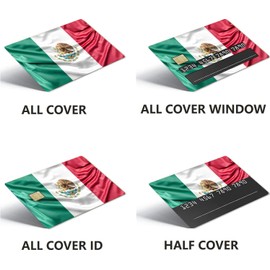 Goniken Credit Card Skin, Mexican Flag Debit Card Skin Sticker for Transportation, Key, Debit, Credit, 4PCS Credit Card Sticker Cover No Bubble, Slim, Waterproof, Removable Debit Card Sticker