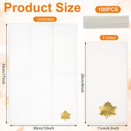 Janlaugh 100 Pcs Fall Linen Hand Towels Foil Stamped Disposable Paper Guest Napkins Maple Leaves Pumpkin Hand Towel for Autumn Thanksgiving Harvest Party Home Bathroom Kitchen Supplies(Maple Leaf)