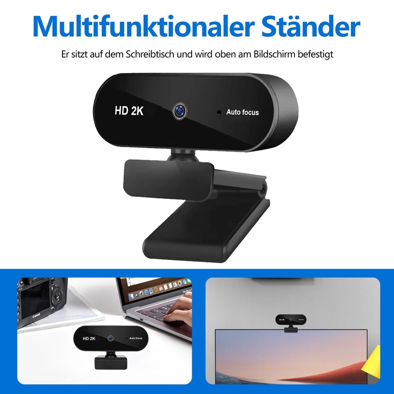 Moorstdel Webcam 2K Autofocus - Professional HD Video Camera with