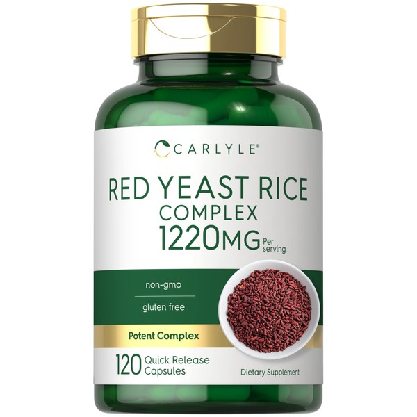 Carlyle Red Yeast Rice Complex | 1220mg | 120 Capsules | with Policosanol | Non-GMO and Gluten Free Supplement