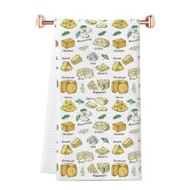 WCGXKO Cheese Themed Kitchen Towel (Cartoon Pattern, Cotton, 23"L x 15"W, 1.76 Ounce, 11.5" x 7.8", Long Lasting)