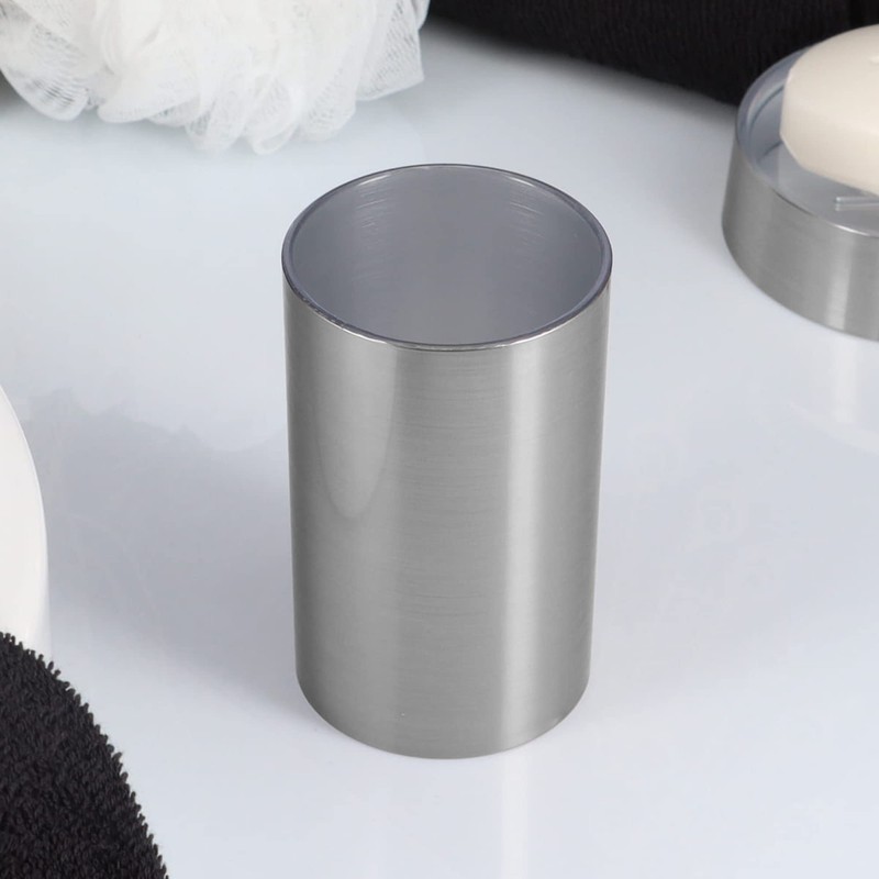 Brushed Aluminum Bath Tumbler Cup Holder or Toothbrush Holder NOUMEA
